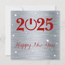 Silver greeting card Merry Christmas New Year Julkort