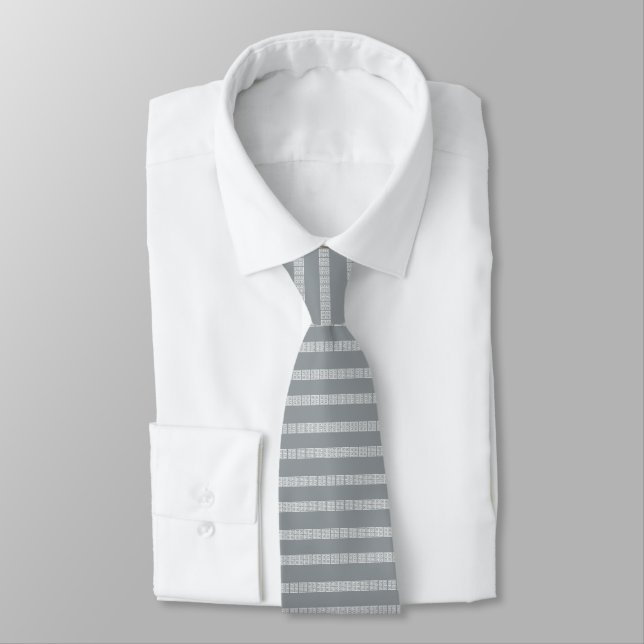 Silver grekisk Mönster tie Slips (Bunden)