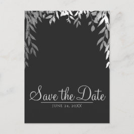 Silver & Grey Modern Glam Botanisk Rädda Datum Meddelande Vykort