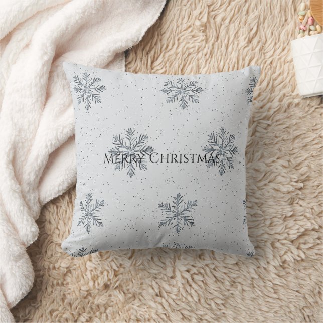Silver Grey Winter Snowflakes Christmas Kudde (Filt)