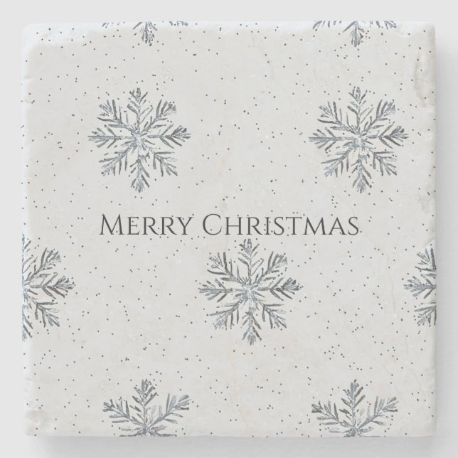 Silver Grey Winter Snowflakes Christmas Stenunderlägg (Framsidan)