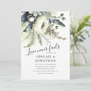 Silver Grönt Winter Blommigt Christian Bible Bröll Inbjudningar