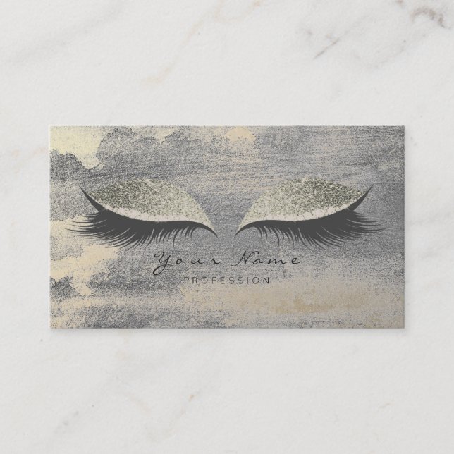 Silver Grungy Lash Guld Cement-avtalskort Visitkort (Framsida)