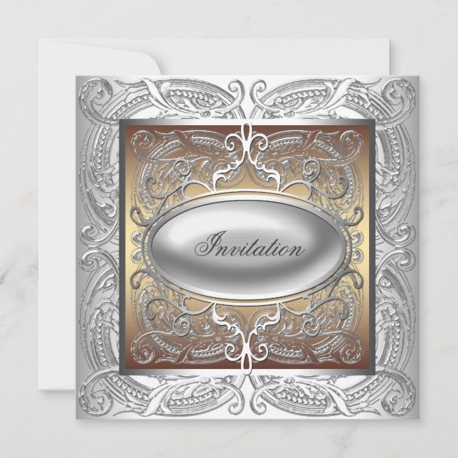 Silver Guld All Anledning Party Inbjudan (Framsida)