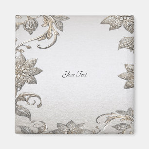 Silver Guld Blommig Magnet