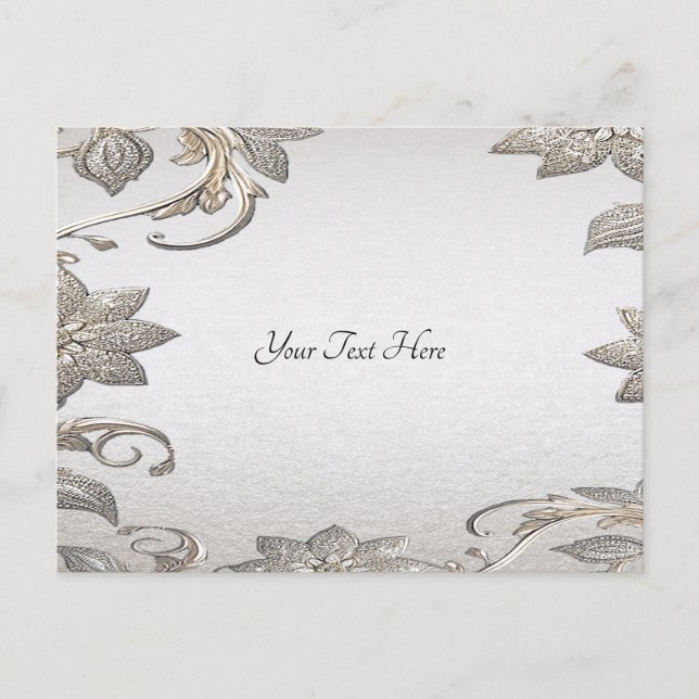 Silver Guld Blommig Postkort Vykort (Framsida)