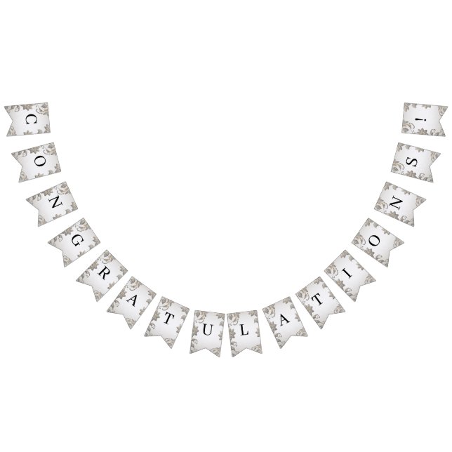 Silver Guld Blommigt Bunting Flagga (Alla)