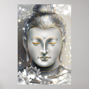 Silver & Guld Buddha Lotus Poster