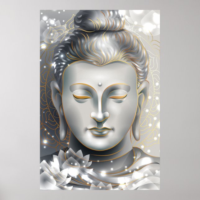 Silver & Guld Buddha Lotus Poster (Framsidan)
