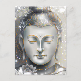 Silver & Guld Buddha Lotus Vykort