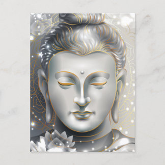 Silver & Guld Buddha Lotus Vykort