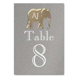 Silver Guld Elefant Bröllop Bordsnummer