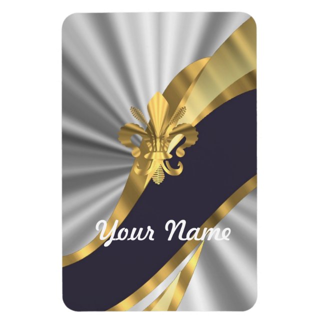 Silver & guld Fleur dy Lys Magnet (Vertikal)