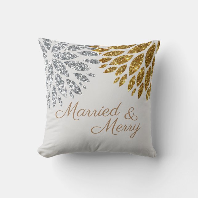 Silver Guld Glitter Gift Bröllop Nytt Jul Kudde (Framsida)