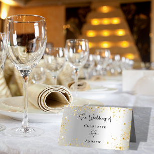 Silver guld-glitter namn bröllop placeringskort