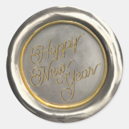 Silver & Guld Gott nytt år Vax sälstift för säl i Runt Klistermärke