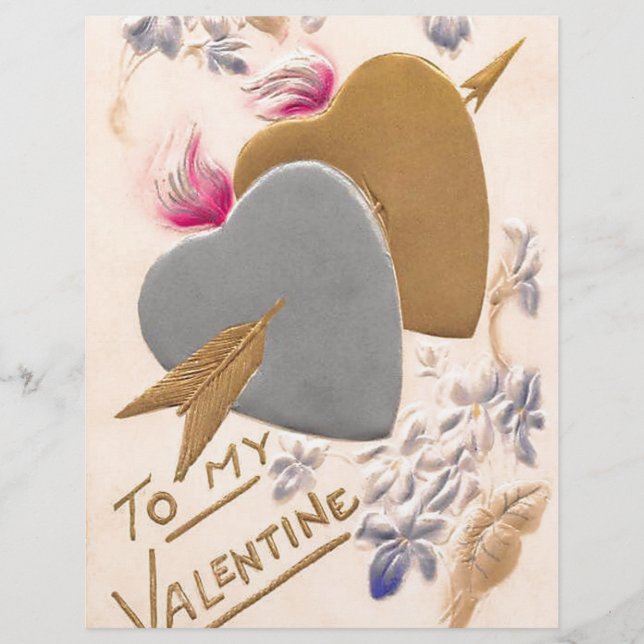 Silver & Guld Hearts Valentine Scrapbook Papper (Framsida)