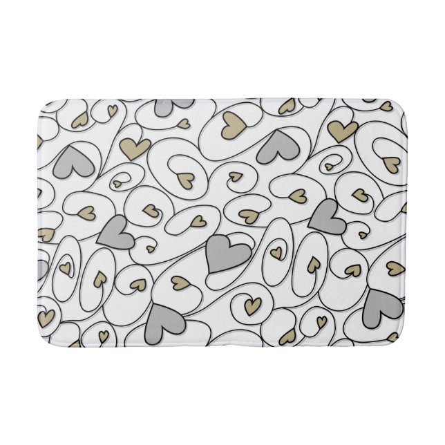 Silver & guld-hjärtan badrumsmatta (Framsidan)