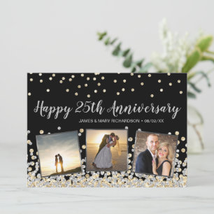 Silver Guld Konfetti Foto 25-årsjubileumskort Kort