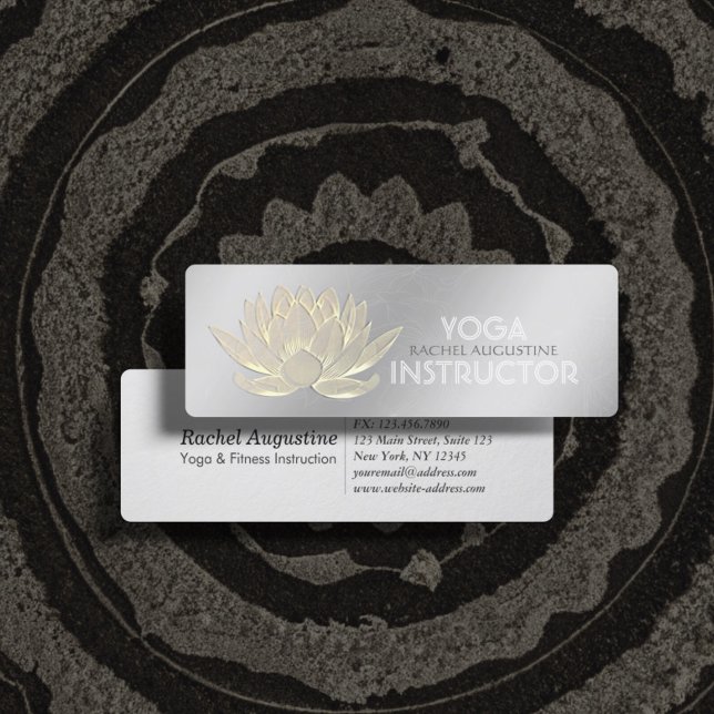 Silver Guld Lotus Yoga Meditation Reiki-instruktor Mini Visitkort (Skapare uppladdad)