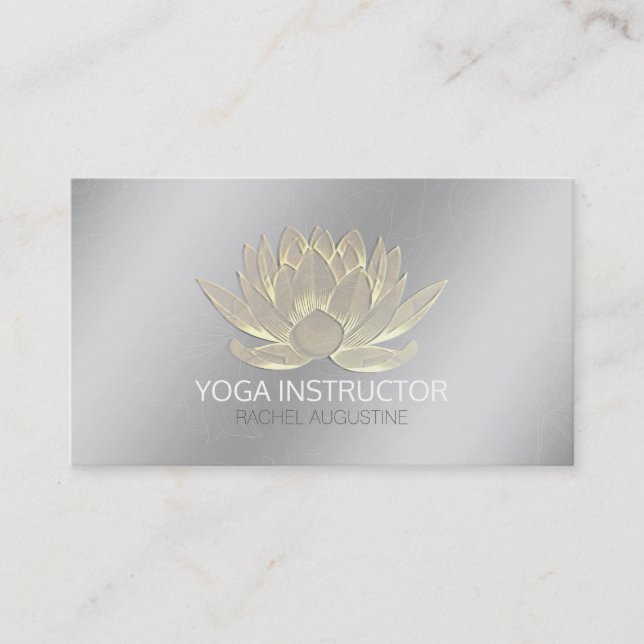 Silver Guld Lotus Yoga Meditation Reiki-instruktor Visitkort (Framsida)