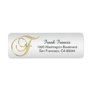 Silver Guld Monogram Brev F-kuvert Returadress Etikett