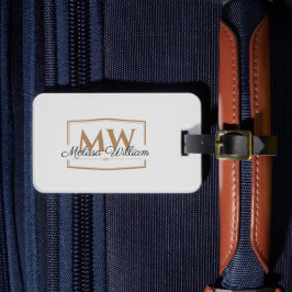 Silver Guld Monogram Namn Bagagebricka