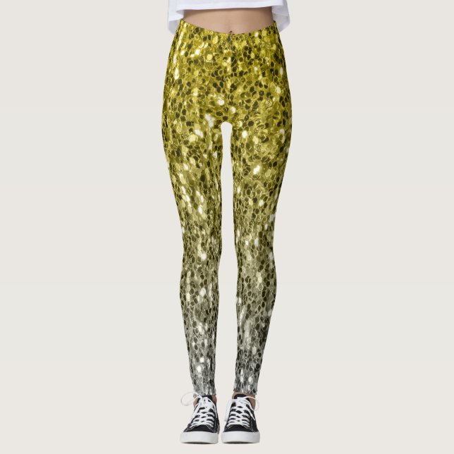 Silver guld mörk-miniatyrdiagram glitter monbre leggings (Framsida)