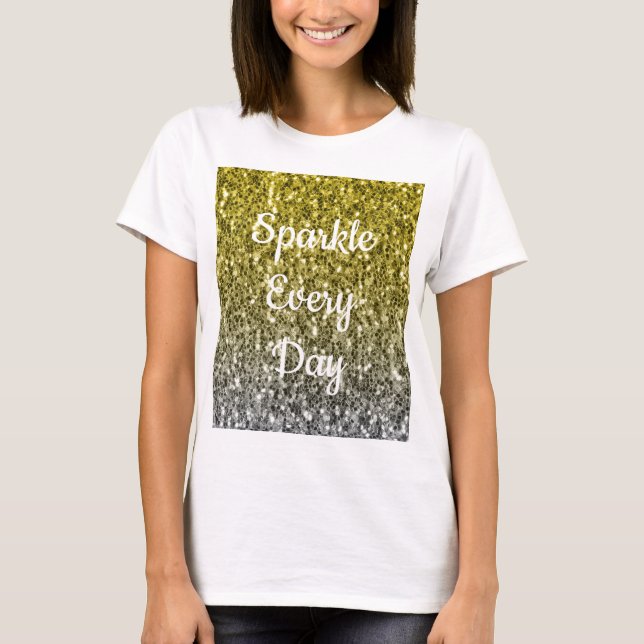 Silver guld mörk-miniatyrdiagram glitter monbre t shirt (Framsida)