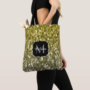 Silver guld mörk sparkles glitter monogram tygkasse