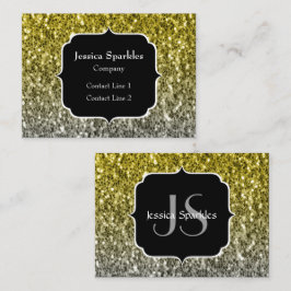 Silver guld mörk sparkles glitter monogram visitkort