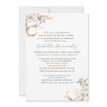 Silver, Guld och vit Blommigt - spanska Quinceañer