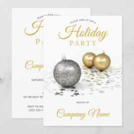 Silver Guld Ornament Star Corporate Julfest Inbjudningar