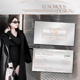 Silver Guld Ornate med Monogram och Logotyp Visitkort