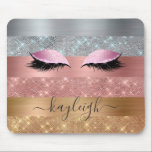Silver Guld Ro Guld Glitter Beauty Eyelash Musmatta<br><div class="desc">Modern, glam, faux silver, guld och ro, guld, glitter rand färg. Den här designen innehåller faux gnistra glitter rand och borstad metall i silver, guld och rosa ros guld färg glitter, ögonfransar, namn eller monokulärtextmall. namn är skrivet med ett vackert handskript i stil. Kontakta mig om du behöver hjälp eller...</div>