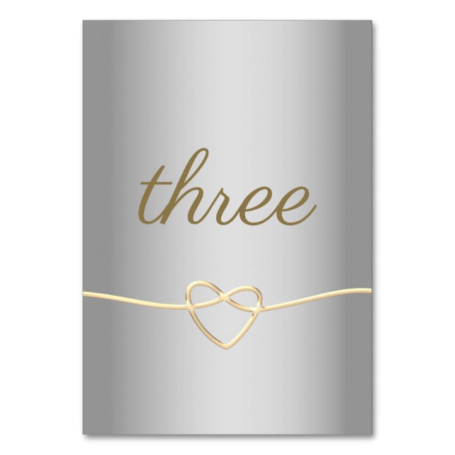 Silver Guld Skript Bröllops Bord Nummer Bordsnummer (Framsidan)