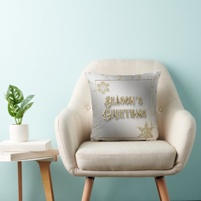 Silver Guld Snowflake Season Hälsning Pillow Kudde (Stol)