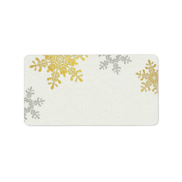 Silver Guld Snowflake Winter WedBlank Blank Adressetikett