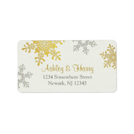 Silver Guld Snowflake Winter Wedding Adress Adressetikett