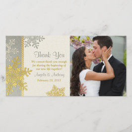 Silver Guld Snowflake Winter Wedding Tack Kort