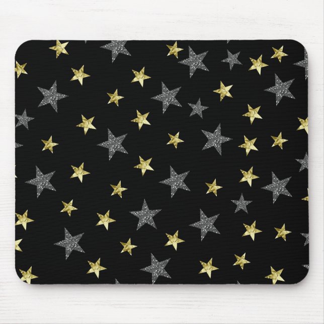 Silver & Guld Stars Black Hollywood Star Glam Musmatta (Framsidan)