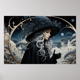 Silver-Haired Nouveau Witch Poster
