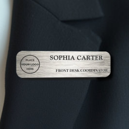 Silver Hairline Classic Name Badge Custom Namnbricka
