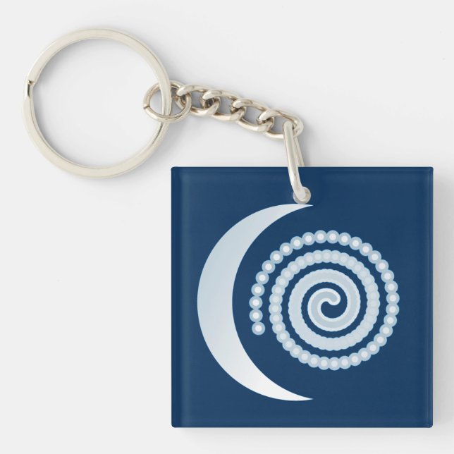 Silver halvmåne-spiral på mörkblå bakgrund (Framsidan)
