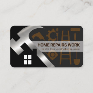 Silver Hammer Home Silhouette Handyman Verktyg Visitkort