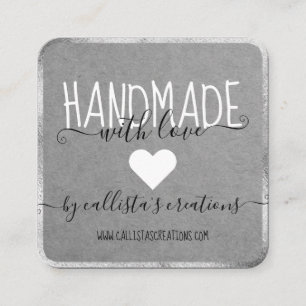 Silver handgjord med Kärlek Etsy Home Crafter Art Fyrkantigt Visitkort