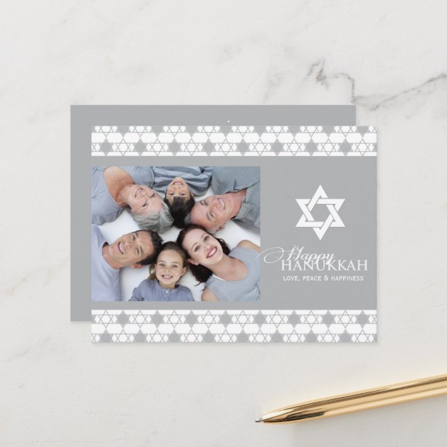 Silver Hanukkah-stjärnan David Mönster Modern Phot Helg Vykort (Fram/Back In Situ)