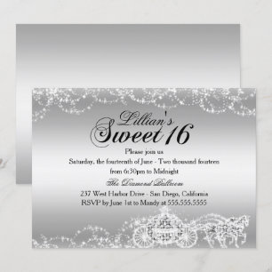 Silver Hästkärr Prinsessa Sweet 16 Inbjudan