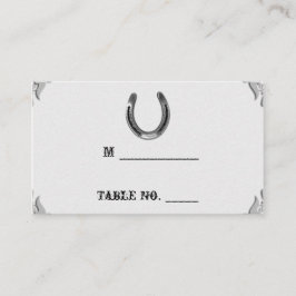 Silver-hästskon på vita Bröllop-ortkort Placeringskort