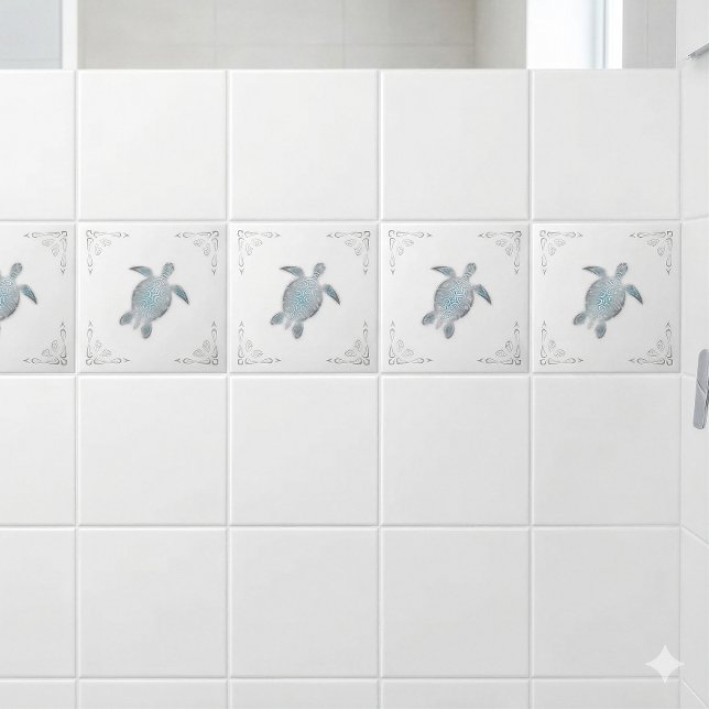 Silver Havssköldpadda Vit Kust  Kakelplatta (Skapare uppladdad)
